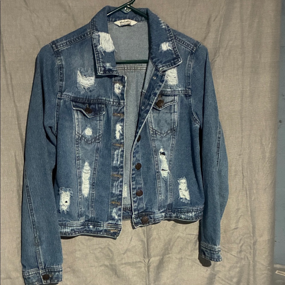 Classic Blue Distressed Denim Jacket